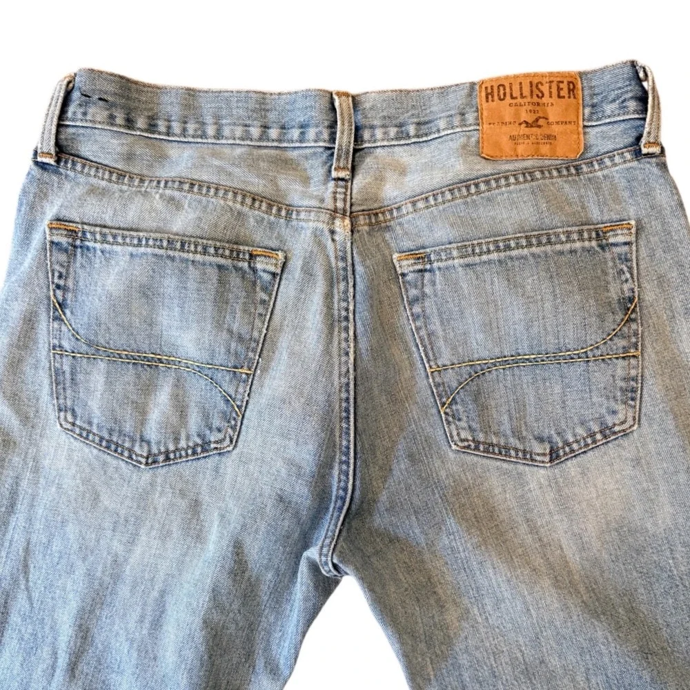 Hollister Mens Light Wash Straight Leg Denim Jeans 100% Cotton Blue 34x32‎